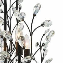 Aurine 18" Wide Matte Black And Crystal Floral 5-Light Chandelier -Outlet The Radiantix Store aurine 18 inch wide matte black and crystal floral 5 light chandelier 91k44views2