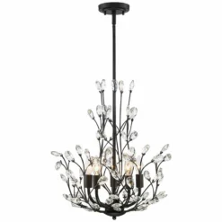 Aurine 18" Wide Matte Black And Crystal Floral 5-Light Chandelier -Outlet The Radiantix Store aurine 18 inch wide matte black and crystal floral 5 light chandelier 91k44views4