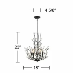 Aurine 18" Wide Matte Black And Crystal Floral 5-Light Chandelier -Outlet The Radiantix Store aurine 18 inch wide matte black and crystal floral 5 light chandelier 91k44views5
