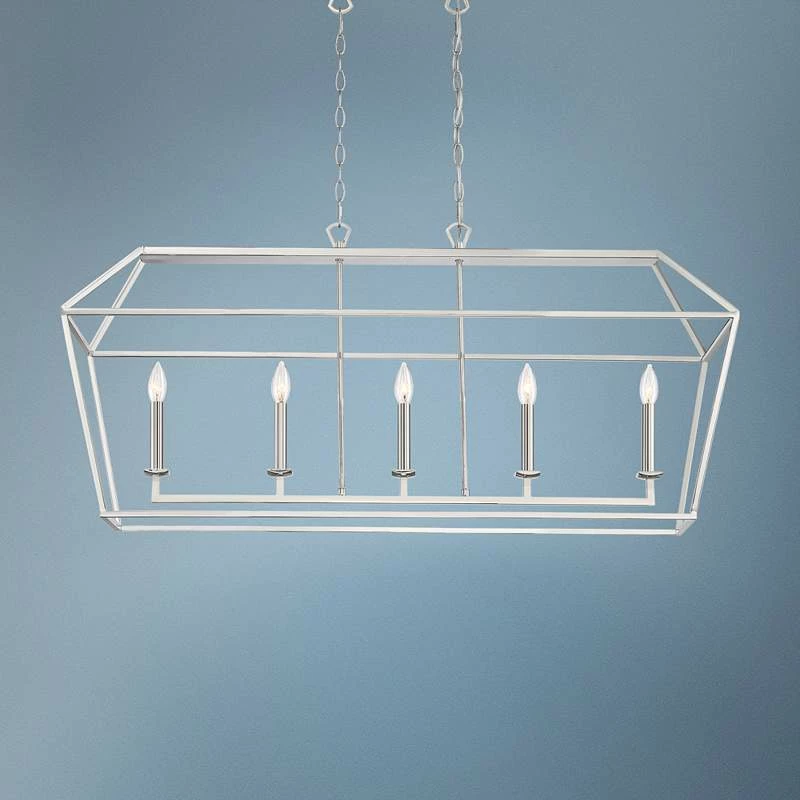 Aviary 42" Wide Polished Nickel Kitchen Island Light Pendant 3 Aviary 42" Wide Polished Nickel Kitchen Island Light Pendant