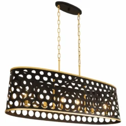 Bailey 44" Wide Matte Black Gold 6-Light Island Pendant -Outlet The Radiantix Store bailey 44 inch wide matte black gold 6 light island pendant 439k1views3