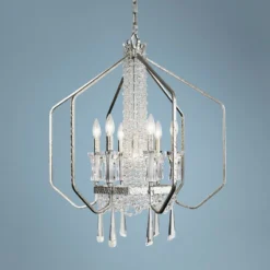 Barcelona 26" Wide Transcend Silver 7-Light Crystal Pendant