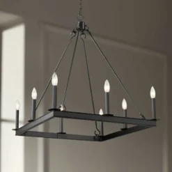 Barclay 26" Wide Matte Black 8-Light Chandelier