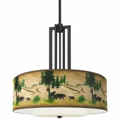 Bear Lodge Carey 24" Black 4-Light Chandelier