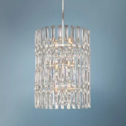 Belle Aurore 17"W Silver Leaf Crystal Foyer Pendant Light