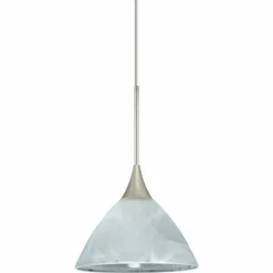 Besa Domi 5" Wide Satin Nickel Marble Glass Mini Pendant