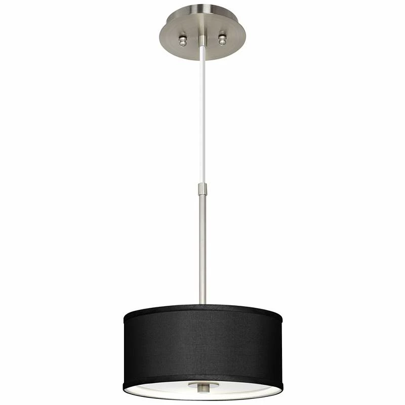 Black Faux Silk 10 1/4" Wide Pendant Light 4 Black Faux Silk 10 1/4" Wide Pendant Light - Image 2
