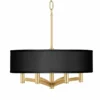 Black Faux Silk Ava 6-Light Gold Pendant Chandelier -Outlet The Radiantix Store black faux silk ava 6 light gold pendant chandelier 693j6