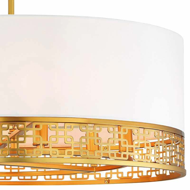 Blairmoor 25" Wide Honey Gold And Faux Silk Modern Pendant Light 5 Blairmoor 25" Wide Honey Gold And Faux Silk Modern Pendant Light - Image 3