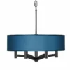 Blue Faux Silk Ava 6-Light Black Pendant Chandelier -Outlet The Radiantix Store blue faux silk ava 6 light black pendant chandelier 704j6