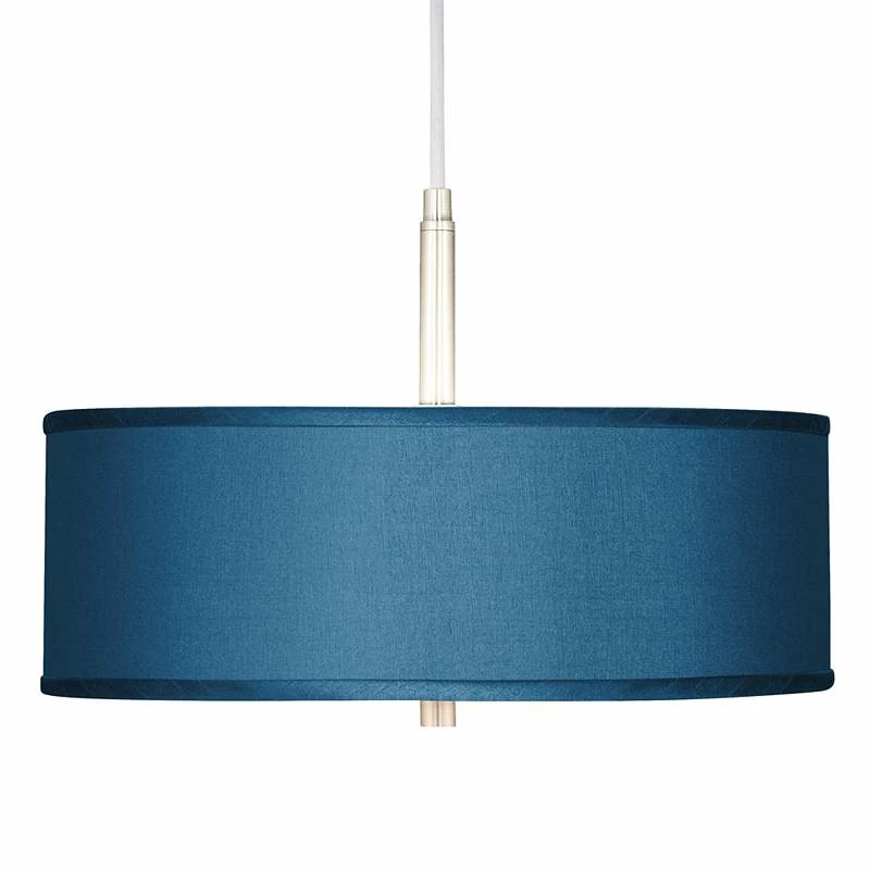Blue Polyester 16" Wide Pendant Light 3 Blue Polyester 16" Wide Pendant Light