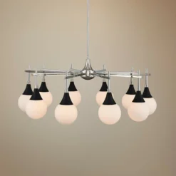 Bogart 32" Wide Black W/ Polished Nickel 10-Light Chandelier