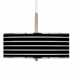 Bold Black Stripe Giclee Glow 16" Wide Pendant Light