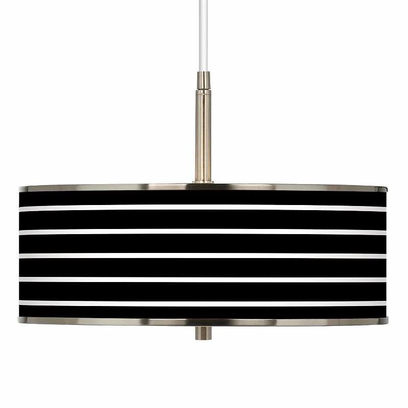 Bold Black Stripe Giclee Glow 16" Wide Pendant Light 3 Bold Black Stripe Giclee Glow 16" Wide Pendant Light