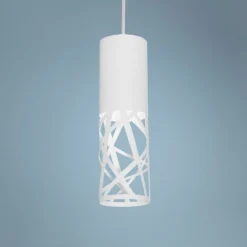 AFX Boon 3 1/2" Wide White Cut Metal Cylinder LED Mini Pendant
