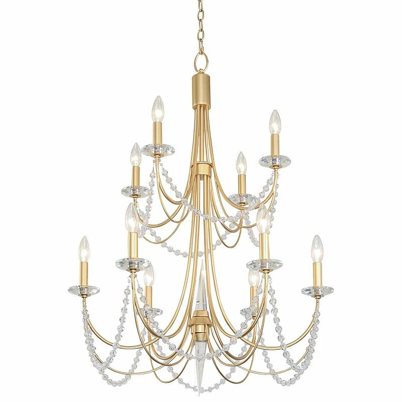 Brentwood 26" Wide French Gold 10-Light 2-Tier Chandelier 4 Brentwood 26" Wide French Gold 10-Light 2-Tier Chandelier - Image 2