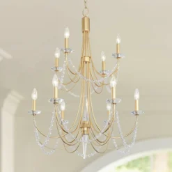 Brentwood 26" Wide French Gold 10-Light 2-Tier Chandelier