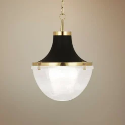Brighton 13" Wide Modern Brass And Matte Black Pendant Light