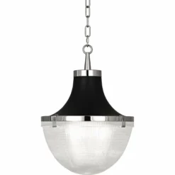 Brighton 13"W Polished Nickel And Matte Black Pendant Light