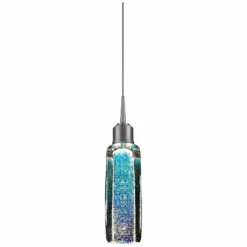 Bruck Capella 9.7" High Chrome And Handcrafted Blue Glass LED Pendant