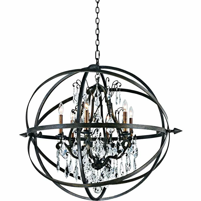 Troy Byron 33 1/2" Hand-Worked Bronze And Crystal Chandelier 4 Troy Byron 33 1/2" Hand-Worked Bronze And Crystal Chandelier - Image 2