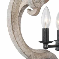Cachil 15 1/2" Wide Distressed Wood 3-Light Orb Chandelier -Outlet The Radiantix Store cachil 15 and one half inch wide distressed wood 3 light orb chandelier 650p5views2