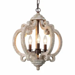 Cachil 15 1/2"W Weathered White 3-Light Lantern Chandelier
