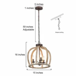 Cachil 15" Wide Distressed Wood 3-Light Lantern Chandelier -Outlet The Radiantix Store cachil 15 inch wide distressed wood 3 light lantern chandelier 647p5views5