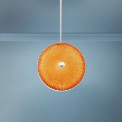 Caledonia 10"W Orange Honeycomb Glass LED Mini Pendant Light