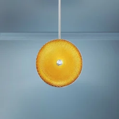 Caledonia 10"W Yellow Honeycomb Glass LED Mini Pendant Light