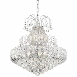 Calylah 21 1/2" Wide Chrome And Crystal Chandelier -Outlet The Radiantix Store calylah 21 and one half inch wide chrome and crystal chandelier 56n57