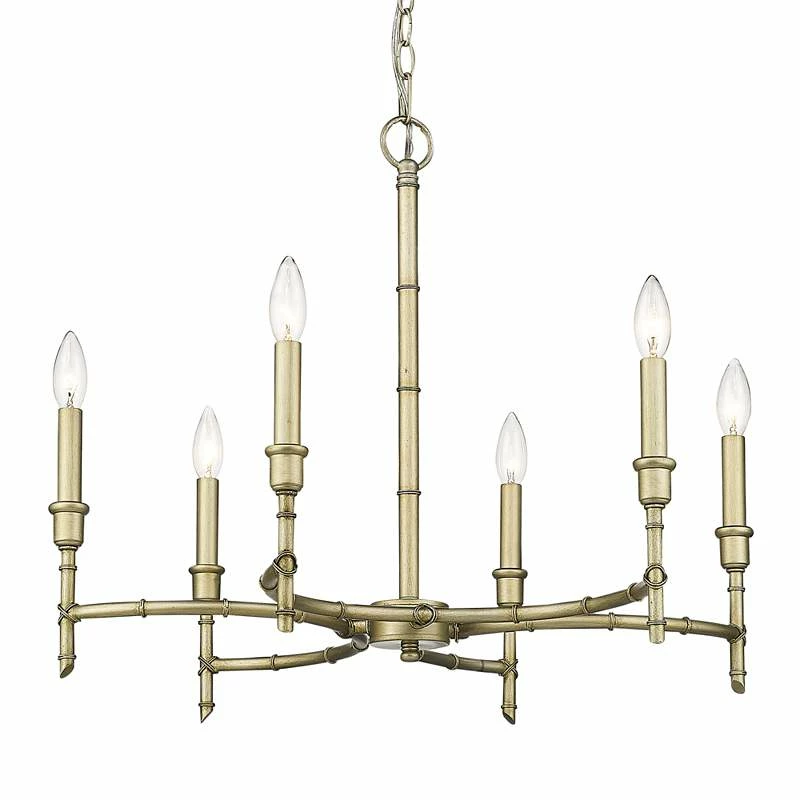 Golden Lighting Cambay 25" Wide White Gold Metal 6-Light Chandelier 4 Golden Lighting Cambay 25" Wide White Gold Metal 6-Light Chandelier - Image 2