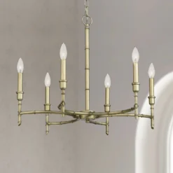 Golden Lighting Cambay 25" Wide White Gold Metal 6-Light Chandelier