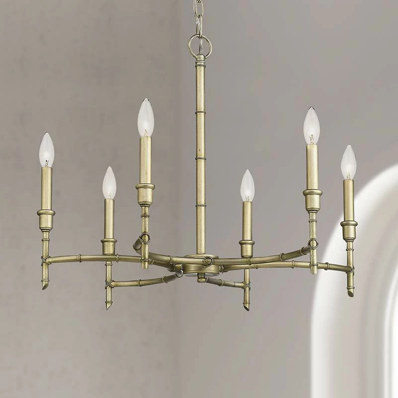 Golden Lighting Cambay 25" Wide White Gold Metal 6-Light Chandelier 3 Golden Lighting Cambay 25" Wide White Gold Metal 6-Light Chandelier