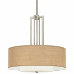 Carey 24" Burlap Double Drum Shade Chandelier