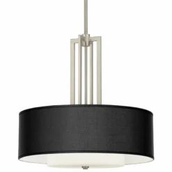 Carey 24" Silk Black Double Drum Shade Chandelier