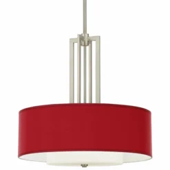 Carey 24" Silk Red Double Drum Shade Chandelier