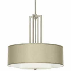 Carey 24" Wide Silk Taupe Double Drum Shade Chandelier