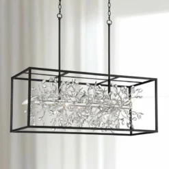 Carrine 38 1/2" Wide Black And Silver Island 8-Light Pendant