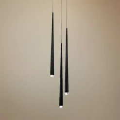 Cascade 12"W Black W/ Clear Crystal LED Multi Light Pendant