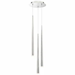 Cascade 12"W Nickel W/ Frosted Glass LED Multi Light Pendant