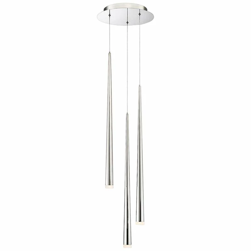 Cascade 12"W Nickel W/ Frosted Glass LED Multi Light Pendant 3 Cascade 12"W Nickel W/ Frosted Glass LED Multi Light Pendant