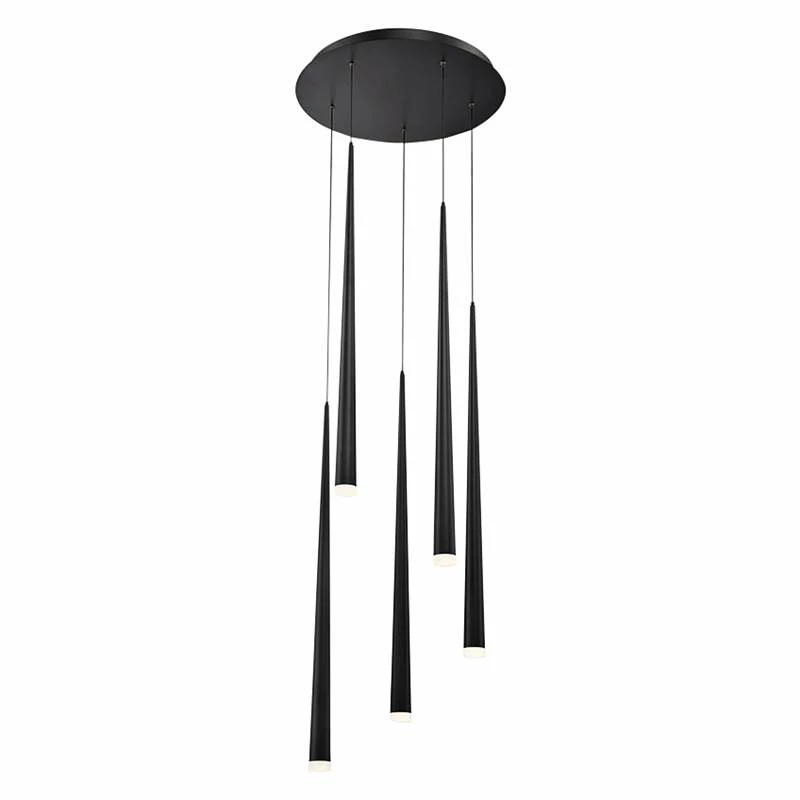 Cascade 17" Wide Matte Black LED 5-Light Multi Light Pendant 5 Cascade 17" Wide Matte Black LED 5-Light Multi Light Pendant - Image 3