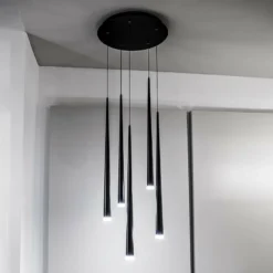 Cascade 17" Wide Matte Black LED 5-Light Multi Light Pendant 9 Cascade 17" Wide Matte Black LED 5-Light Multi Light Pendant -Outlet The Radiantix Store cascade 17 inch wide matte black led 5 light multi light pendant 55r20views2