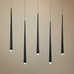 Cascade 40" Wide Matte Black Modern LED Kitchen Island Light Pendant