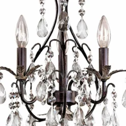 Castlewood Walnut And Crystal 3-Light Small Mini Chandelier -Outlet The Radiantix Store castlewood walnut and crystal 3 light small mini chandelier 83484views1