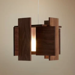 Cerno Abeo 15" Wide Dark Stained Walnut Modern LED Pendant Light