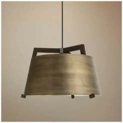 Cerno Ignis 17" Wide Dark Stained Walnut LED Pendant Light
