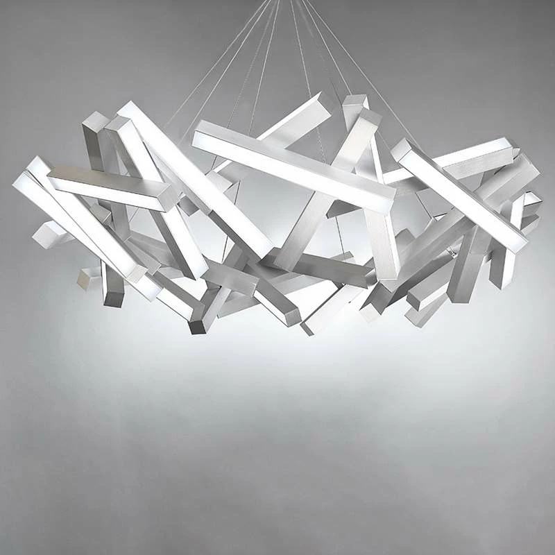 Chaos 61" Wide Brushed Aluminum 31-Light LED Chandelier 4 Chaos 61" Wide Brushed Aluminum 31-Light LED Chandelier - Image 2