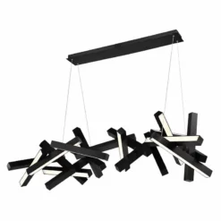 Chaos 72" Wide Black LED Kitchen Island Light Chandelier -Outlet The Radiantix Store chaos 72 inch wide black led kitchen island light chandelier 55r55views1